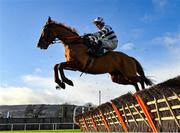 27 December 2020; French Aseel, with Denis O'Regan up, jumps the first on their way to winning the Paddy Power 'Only 4 More Days Until 2021' 3-Y-O Maiden Hurdle on day two of the Leopardstown Christmas Festival at Leopardstown Racecourse in Dublin. Photo by Seb Daly/Sportsfile