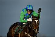 27 December 2020; Jockey Paul Townend celebrates as he passes the post after riding Appreciate It to victory in the Paddy Power Future Champions Novice Hurdle on day two of the Leopardstown Christmas Festival at Leopardstown Racecourse in Dublin. Photo by Seb Daly/Sportsfile