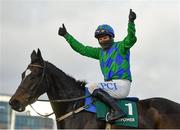 27 December 2020; Jockey Paul Townend celebrates after riding Appreciate It to victory in the Paddy Power Future Champions Novice Hurdle on day two of the Leopardstown Christmas Festival at Leopardstown Racecourse in Dublin. Photo by Seb Daly/Sportsfile