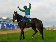 27 December 2020; Jockey Paul Townend celebrates after riding Appreciate It to victory in the Paddy Power Future Champions Novice Hurdle on day two of the Leopardstown Christmas Festival at Leopardstown Racecourse in Dublin. Photo by Seb Daly/Sportsfile