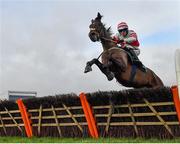 27 December 2020; Master McShee, with Ian Power up, jumps the last on their way to winning the Paddy Power 'Maybe I Like The Misery' Handicap Hurdle on day two of the Leopardstown Christmas Festival at Leopardstown Racecourse in Dublin. Photo by Seb Daly/Sportsfile