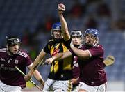18 December 2020; Stephen Donnelly of Kilkenny in action against Ian McGlynn, left, and Jason O'Donoghue of Galway during the Bord Gáis Energy Leinster Under 20 Hurling Championship Semi-Final match between Kilkenny and Galway at MW Hire O'Moore Park in Portlaoise, Laois. Photo by Piaras Ó Mídheach/Sportsfile