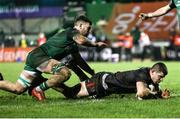 27 December 2020; Nick Timoney of Ulster scores his side's second try during the Guinness PRO14 match between Connacht and Ulster at The Sportsground in Galway. Photo by John Dickson/Sportsfile