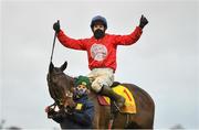 28 December 2020; Jockey Darragh O'Keeffe celebrates after riding A Plus Tard to victory in the Savills Steeplechase on day three of the Leopardstown Christmas Festival at Leopardstown Racecourse in Dublin. Photo by Seb Daly/Sportsfile