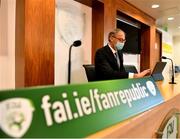 29 December 2020; FAI Independent Chairperson Roy Barrett during the FAI AGM at FAI Headquarters in Abbotstown, Dublin. Photo by Eóin Noonan/Sportsfile