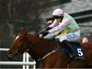 29 December 2020; Monkfish, right, with Paul Townend up, races alongside eventual second place Latest Exhibition, with Bryan Cooper up, on their way to winning the Neville Hotels Novice Steeplechase on day four of the Leopardstown Christmas Festival at Leopardstown Racecourse in Dublin. Photo by Seb Daly/Sportsfile