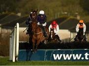 1 January 2021; Mr Coldstone, with Paul Townend up, jumps the last ahead of eventual second place Not Available, with Rachael Blackmore up, on their way to winning the David Flynn Construction Maiden Hurdle at Tramore Racecourse in Waterford. Photo by Seb Daly/Sportsfile