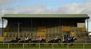 1 January 2021; A view of the field as they pass in front of the empty grandstand during the  Goodbye 2020 Hello 2021 Maiden Hurdle at Tramore Racecourse in Waterford. Photo by Seb Daly/Sportsfile