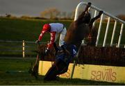 1 January 2021; Tongie and jockey Richard Condon up fall at the last during the Tom Carroll Memorial Handicap Steeplechase at Tramore Racecourse in Waterford. Photo by Seb Daly/Sportsfile
