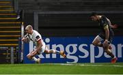 2 January 2021; Matt Faddes of Ulster scores his side's first try during the Guinness PRO14 match between Ulster and Munster at Kingspan Stadium in Belfast. Photo by David Fitzgerald/Sportsfile