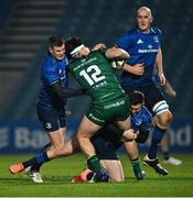 2 January 2021; Tom Daly of Connacht is tackled by Jonathan Sexton and Rory O’Loughlin, right, of Leinster during the Guinness PRO14 match between Leinster and Connacht at the RDS Arena in Dublin. Photo by Piaras Ó Mídheach/Sportsfile