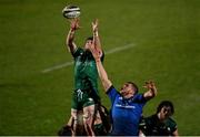 2 January 2021; Eoghan Masterson of Connacht gathers possession of a line-out ahead of Ross Molony of Leinster during the Guinness PRO14 match between Leinster and Connacht at the RDS Arena in Dublin. Photo by Ramsey Cardy/Sportsfile