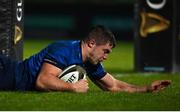 2 January 2021; Scott Penny of Leinster scores his side's first try during the Guinness PRO14 match between Leinster and Connacht at the RDS Arena in Dublin. Photo by Brendan Moran/Sportsfile