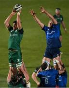 2 January 2021; Quinn Roux of Connacht wins possession of a line-out over Ross Molony of Leinster during the Guinness PRO14 match between Leinster and Connacht at the RDS Arena in Dublin. Photo by Ramsey Cardy/Sportsfile