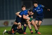 2 January 2021; Peter Dooley of Leinster is tackled by Denis Buckley, left, and Peter Sullivan of Connacht during the Guinness PRO14 match between Leinster and Connacht at the RDS Arena in Dublin. Photo by Piaras Ó Mídheach/Sportsfile