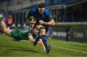 2 January 2021; Ryan Baird of Leinster beats the tackle of Peter Sullivan of Connacht on the way to scoring his side's third try during the Guinness PRO14 match between Leinster and Connacht at the RDS Arena in Dublin. Photo by Brendan Moran/Sportsfile