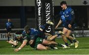 2 January 2021; Tom Daly of Connacht scores a try under pressure from David Hawkshaw of Leinster during the Guinness PRO14 match between Leinster and Connacht at the RDS Arena in Dublin. Photo by Piaras Ó Mídheach/Sportsfile