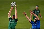 2 January 2021; Sean Masterson of Connacht wins possession in the lineout against Ross Molony of Leinster during the Guinness PRO14 match between Leinster and Connacht at the RDS Arena in Dublin. Photo by Ramsey Cardy/Sportsfile