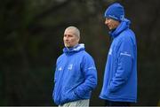 4 January 2021; Senior Coach Stuart Lancaster, left, and Head Coach Leo Cullen during Leinster Rugby squad training at UCD in Dublin. Photo by Ramsey Cardy/Sportsfile