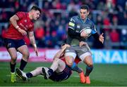 19 January 2020; George North of Ospreys is tackled by Calvin Nash, left, and Rory Scannell of Munster during the Heineken Champions Cup Pool 4 Round 6 match between Munster and Ospreys at Thomond Park in Limerick. Photo by Brendan Moran/Sportsfile