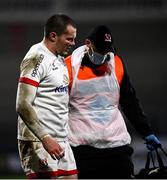 2 January 2021; Jacob Stockdale of Ulster is helped off the field due to an injury during the Guinness PRO14 match between Ulster and Munster at Kingspan Stadium in Belfast. Photo by David Fitzgerald/Sportsfile