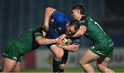 2 January 2021; Peter Dooley of Leinster is tackled by Denis Buckley, left, and Peter Sullivan of Connacht during the Guinness PRO14 match between Leinster and Connacht at the RDS Arena in Dublin. Photo by Piaras Ó Mídheach/Sportsfile