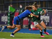 24 October 2020; Béibhinn Parsons of Ireland is tackled by Aura Muzzo of Italy during the Women's Six Nations Rugby Championship match between Ireland and Italy at Energia Park in Dublin. Due to current restrictions laid down by the Irish government to prevent the spread of coronavirus and to adhere to social distancing regulations, all sports events in Ireland are currently held behind closed doors. Photo by Brendan Moran/Sportsfile