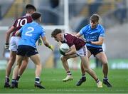 19 December 2020; Matthew Cooley of Galway, supported by team-mate Paul Kelly in action against Conor Tyrrell, 2, Adam Fearon of Dublin during the EirGrid GAA Football All-Ireland Under 20 Championship Final match between Dublin and Galway at Croke Park in Dublin. Photo by Piaras Ó Mídheach/Sportsfile