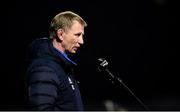 8 January 2021; Leinster Head Coach Leo Cullen is interviewed ahead of the Guinness PRO14 match between Leinster and Ulster at the RDS Arena in Dublin. Photo by Ramsey Cardy/Sportsfile