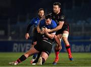 8 January 2021; James Ryan of Leinster  is tackled by Tom O’Toole, left, and Alan O’Connor of Ulster during the Guinness PRO14 match between Leinster and Ulster at the RDS Arena in Dublin. Photo by Seb Daly/Sportsfile