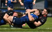 8 January 2021; Jordan Larmour of Leinster is tackled by Jordi Murphy, left, and James Hume of Ulster during the Guinness PRO14 match between Leinster and Ulster at the RDS Arena in Dublin. Photo by Ramsey Cardy/Sportsfile