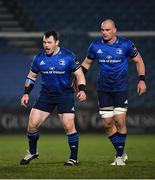 8 January 2021; Cian Healy, left, and Rhys Ruddock of Leinster during the Guinness PRO14 match between Leinster and Ulster at the RDS Arena in Dublin. Photo by Seb Daly/Sportsfile
