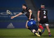 8 January 2021; Stuart McCloskey of Ulster is tackled by Caelan Doris of Leinster during the Guinness PRO14 match between Leinster and Ulster at the RDS Arena in Dublin. Photo by Seb Daly/Sportsfile