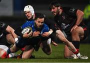 8 January 2021; Jamison Gibson-Park of Leinster is tackled by Michael Lowry of Ulster during the Guinness PRO14 match between Leinster and Ulster at the RDS Arena in Dublin. Photo by Ramsey Cardy/Sportsfile