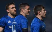 8 January 2021; Leinster players, from left, Jack Conan, Jonathan Sexton and Luke McGrath during the Guinness PRO14 match between Leinster and Ulster at the RDS Arena in Dublin. Photo by Ramsey Cardy/Sportsfile