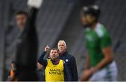 29 November 2020; Galway selector Francis Forde, front, and manager Shane O'Neill during the GAA Hurling All-Ireland Senior Championship Semi-Final match between Limerick and Galway at Croke Park in Dublin. Photo by Piaras Ó Mídheach/Sportsfile