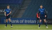 8 January 2021; Jonathan Sexton of Leinster, right, with team-mate Ross Byrne during the Guinness PRO14 match between Leinster and Ulster at the RDS Arena in Dublin. Photo by Brendan Moran/Sportsfile