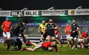 9 January 2021; Chris Farrell of Munster dives over to score his side's first try during the Guinness PRO14 match between Connacht and Munster at the Sportsground in Galway. Photo by Sam Barnes/Sportsfile