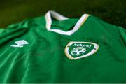 18 October 2020; A detailed view of the Republic of Ireland women's team jersey in Duisburg, Germany. Photo by Stephen McCarthy/Sportsfile