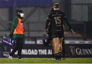 9 January 2021; Bundee Aki of Connacht acting as water carrier during the Guinness PRO14 match between Connacht and Munster at the Sportsground in Galway. Photo by David Fitzgerald/Sportsfile
