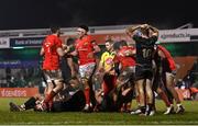 9 January 2021; Peter O’Mahony of Munster, left, celebrates with team-mate Billy Holland at the final whistle of the Guinness PRO14 match between Connacht and Munster at the Sportsground in Galway. Photo by Sam Barnes/Sportsfile