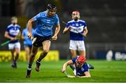 24 October 2020; Danny Sutcliffe of Dublin on the attack as Padraig Delaney of Laois looks on during the Leinster GAA Hurling Senior Championship Quarter-Final match between Laois and Dublin at Croke Park in Dublin. Photo by Piaras Ó Mídheach/Sportsfile