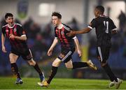 21 December 2020; Aaron Doran of Bohemians, centre, celebrates with team-mates after scoring his side's first goal during the SSE Airtricity U17 National League Final match between Shamrock Rovers and Bohemians at the UCD Bowl in Dublin. Photo by Sam Barnes/Sportsfile