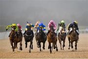 11 January 2021; Falak, with Colin Keane up, pink silks, lead the field on their way to winning the Crowne Plaza Hotel Dundalk Handicap DIV I at Dundalk Stadium, in Louth. Photo by Seb Daly/Sportsfile