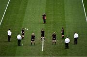 20 December 2020; Sportsfile photographer Brendan Moran takes a picture of the officials ahead of the TG4 All-Ireland Senior Ladies Football Championship Final match between Cork and Dublin at Croke Park in Dublin. Photo by Sam Barnes/Sportsfile