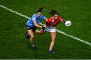 20 December 2020; Ciara O'Sullivan of Cork in action against Lyndsey Davey of Dublin during the TG4 All-Ireland Senior Ladies Football Championship Final match between Cork and Dublin at Croke Park in Dublin. Photo by Sam Barnes/Sportsfile