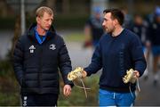 18 January 2021; Head coach Leo Cullen, left, and Jack Conan during Leinster Rugby squad training at UCD in Dublin. Photo by Ramsey Cardy/Sportsfile