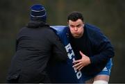 18 January 2021; James Ryan is tackled by Athletic performance intern Robin Reidy during Leinster Rugby squad training at UCD in Dublin. Photo by Ramsey Cardy/Sportsfile