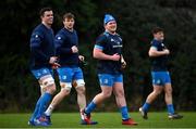 18 January 2021; Leinster players, from left, James Ryan, Ryan Baird and Tadhg Furlong during Leinster Rugby squad training at UCD in Dublin. Photo by Ramsey Cardy/Sportsfile