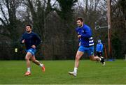 18 January 2021; Cian Kelleher, left, and Ross Byrne during Leinster Rugby squad training at UCD in Dublin. Photo by Ramsey Cardy/Sportsfile